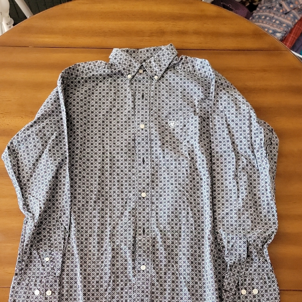 Ariat Men's Blue Patterned Casual Button-Down Shirt